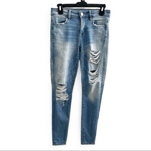 AMERICAN EAGLE SUPER STRETCH X DISTRESSED JEGGING JEANS WOMENS SIZE 4